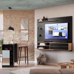 Painel para TV até 65 Polegadas com Bancada 1 Porta e Espelho Multimóveis MP1093