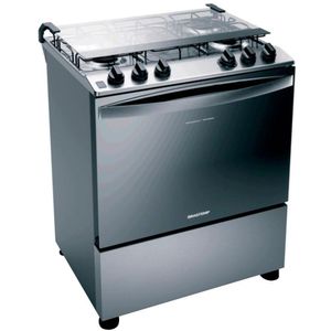 Fogão Brastemp 5 Bocas BFS5NCR com Botões Removíveis e Exclusivo Aro Protetor Bivolt - Inox