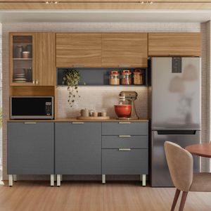 Armário de Cozinha Compacta com Balcão 250cm 4 Pçs Multimóveis CR20467