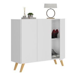 Sapateira Retrô 3 Portas Nina Multimóveis MP6018 Branca/Natural