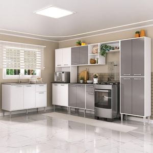 Armário de Cozinha Modulada Completa 6 Pçs com Balcão para Pia Siena Multimóveis MP2285