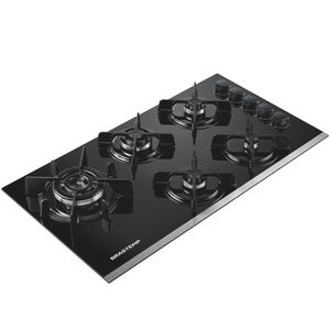 Cooktop a Gás 5 Bocas de Embutir Brastemp Eclipse Collection com Quadrichama BDD86AP Bivolt  Preto