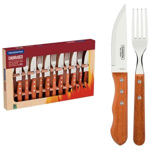Conjunto para Churrasco Tramontina Dynamic em Aço Inox e Madeira  12 Peças