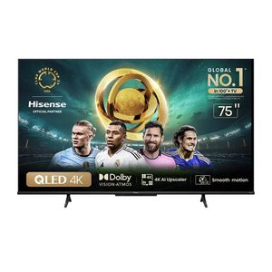 Smart TV 75 Hisense Ultra HD 4K QLED Q6N com Wi-Fi, Bluetooth, USB e HDMI - 75A51HUA