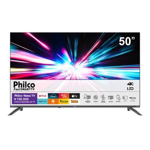 "Smart TV 50"" Philco Ultra HD 4K LED PTV50VA4REGB com Sistema Operacional Roku TV e Entradas USB e HDMI"
