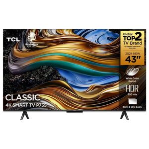 Smart TV 43 UHD 4K TCL P755 LED com Google TV, Dolby Vision e Atmos, HDR10+, Wi-Fi, Bluetooth, Google Assistente e Design sem Bordas