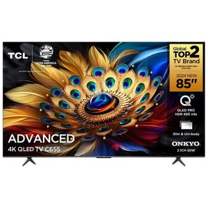 Smart TV 85" QLED 4K TCL 85C655 com Processador AIPQ, Google TV, HDR10+, Wi-Fi Dual Band, Bluetooth Integrado, Google Assistente