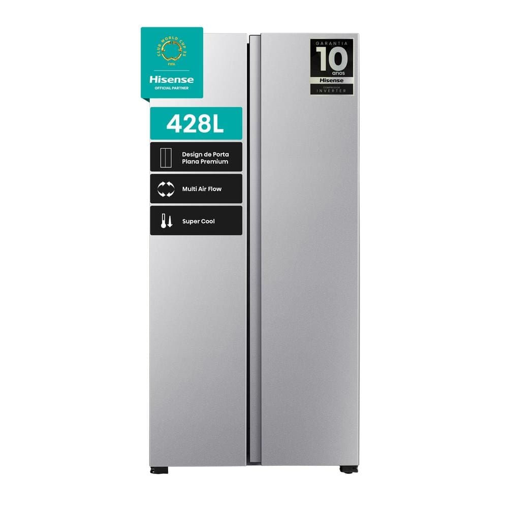 Geladeira 428L Hisense RS3P428 Side by Side Inverter Frost Free