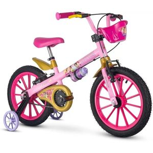 Bicicleta Princesas Aro 16 Rosa Infantil Aro de Nylon