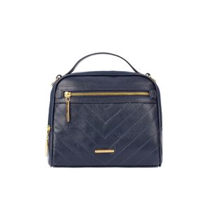 Bolsa baú pequena de couro liso Lara