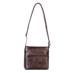 Bolsa transversal de couro liso grafite Maura