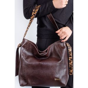 Bolsa sacola de ombro em couro estampado Mara